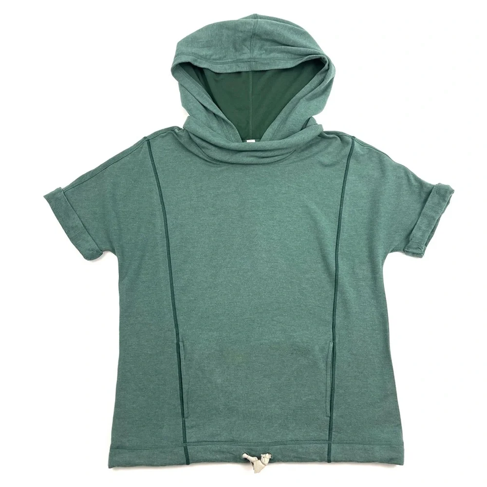 Lululemon Women’s Serenity Hoodie Pullover Green Short Sleeve W3E32S